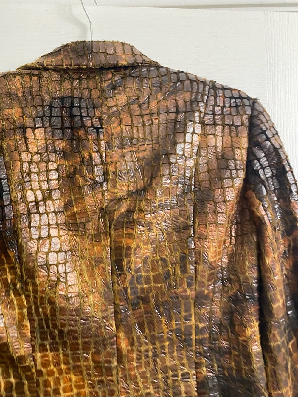 Lena Gabrielle Faux Leather Croc/Python Exotic Embossed Edgy Blazer Jacket Sz 6 - Picture 14 of 16